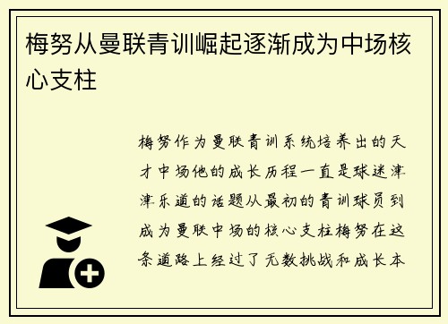 梅努从曼联青训崛起逐渐成为中场核心支柱 梅努从曼联青训崛起逐渐成为中场核心支柱